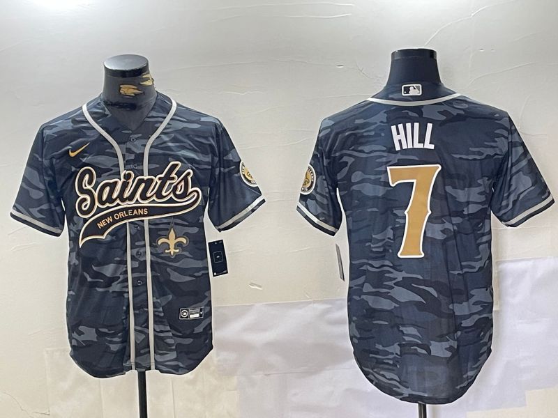 Men New Orleans Saints 7 Hill Camo Joint Name 2024 Nike Limited NFL Jersey style 3